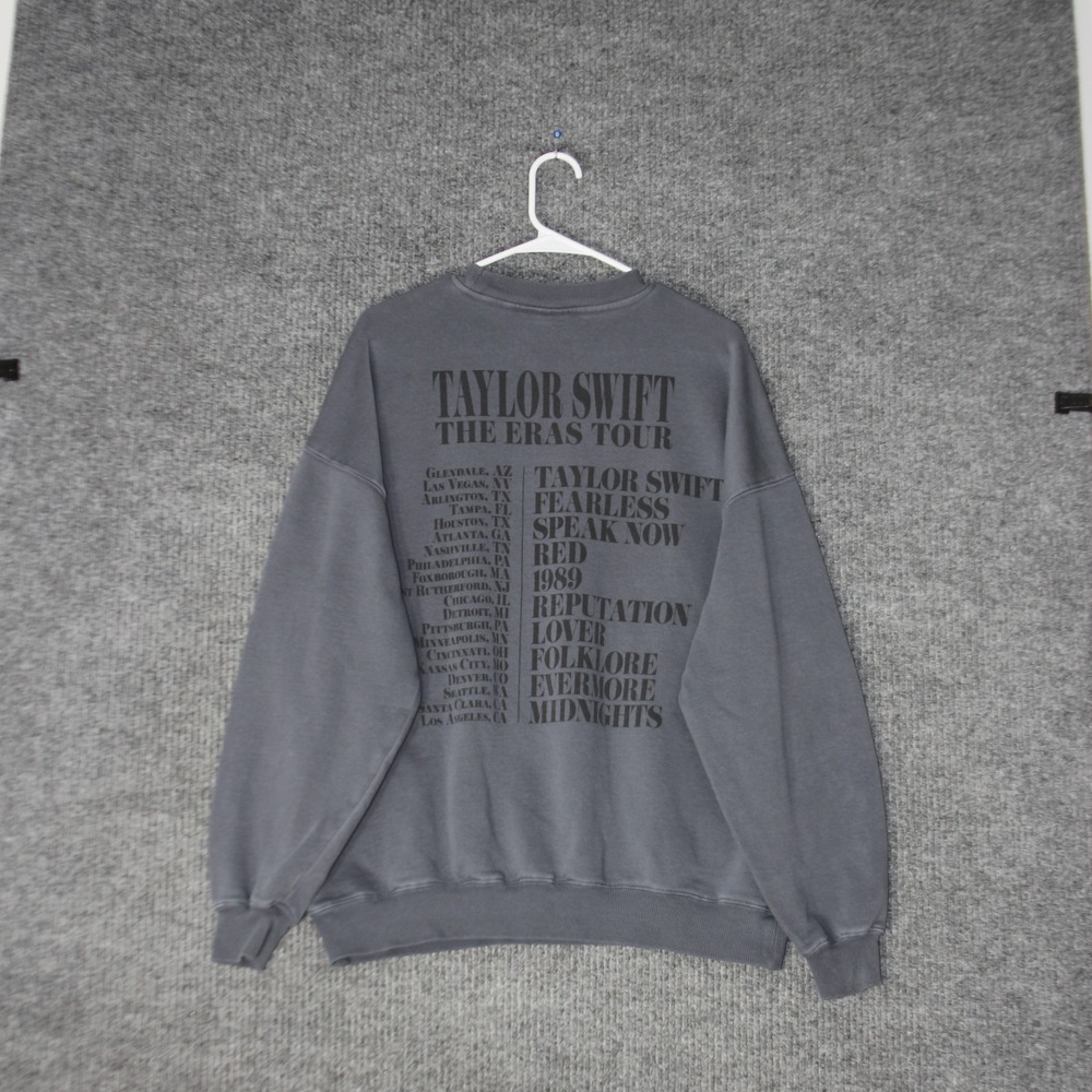 Taylor Swift The Eras Tour Sweatshirt Unisex M Grey Concert Merch Tour Dates